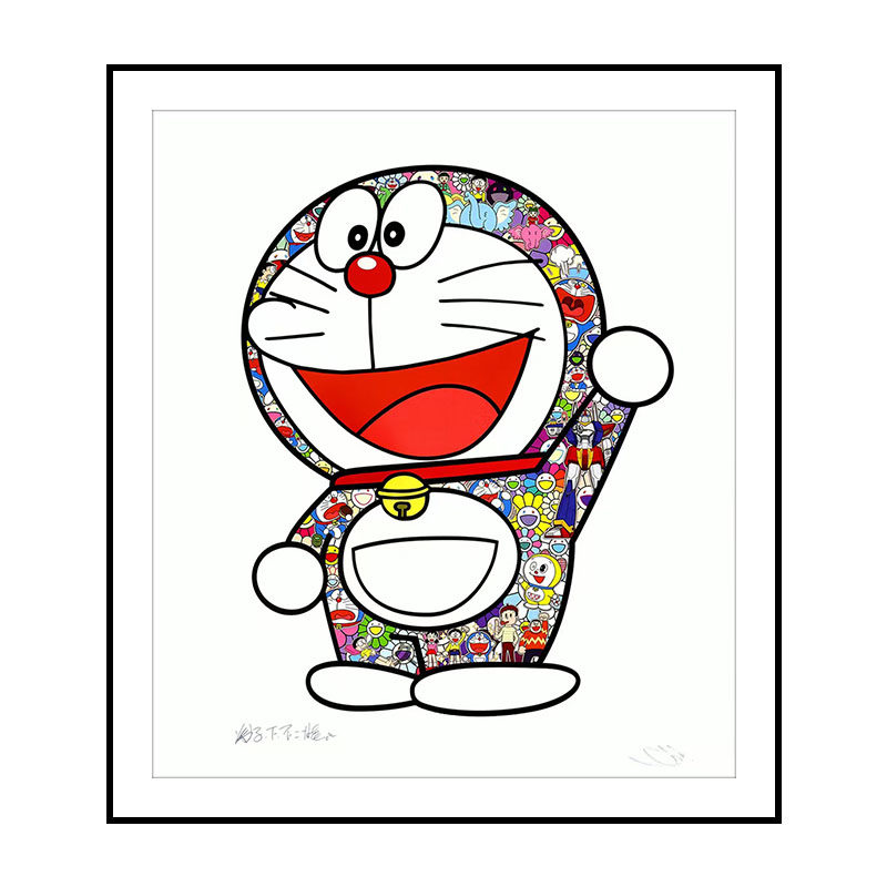 村上隆亲笔签名哆啦a梦潮流版画