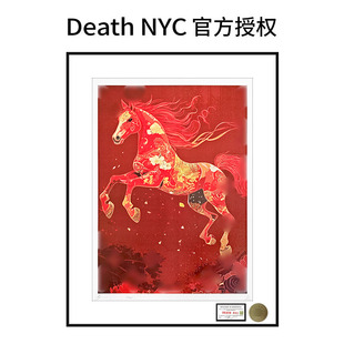 中古风小众艺术马年新年创意画客厅卧室挂画DeathNYC限量版画