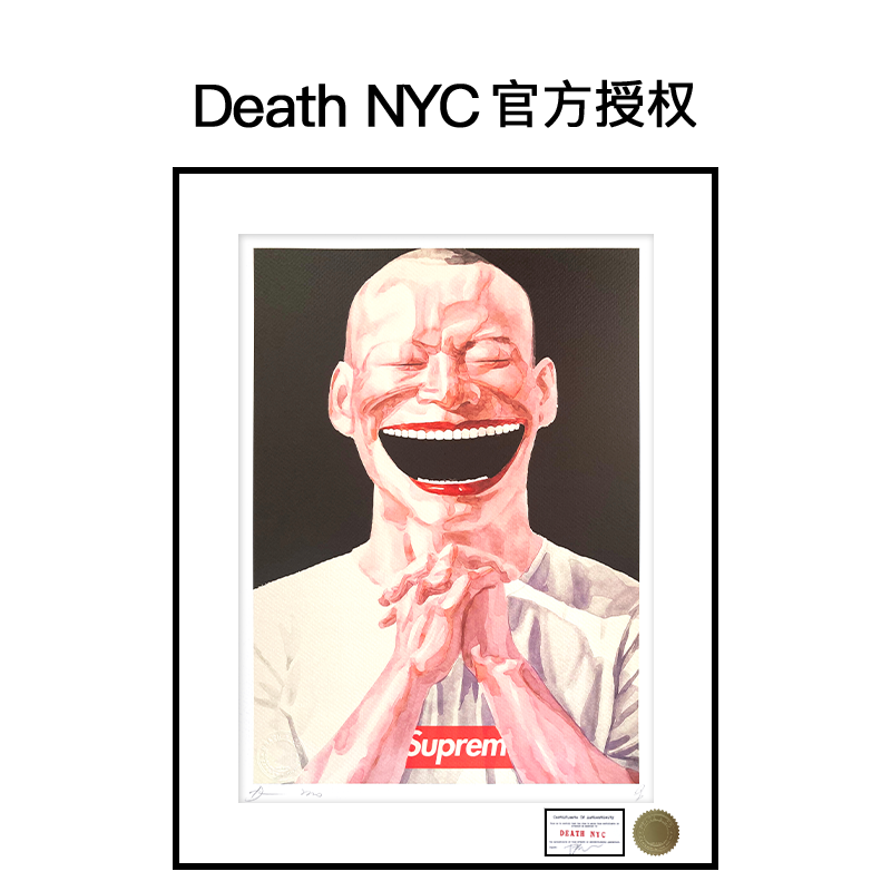 Death NYC限量亲签潮流版画岳敏君笑脸人简约艺术装饰画
