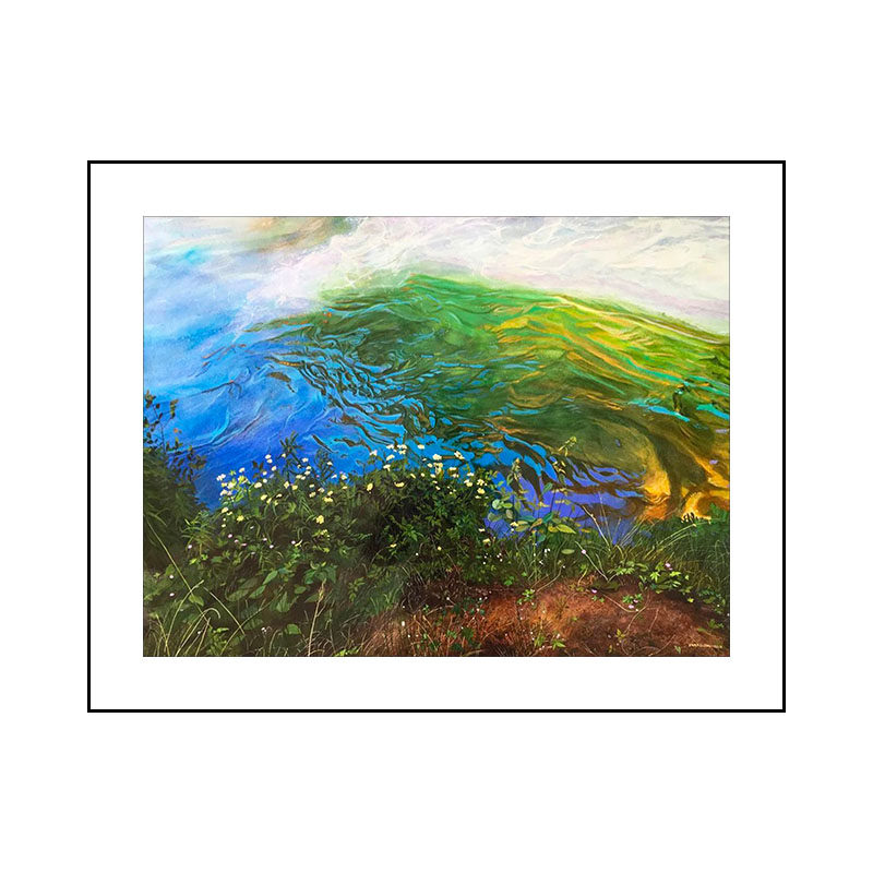 张玲签名限量版画瑶池山水客厅挂画装饰画玄关入户门国风壁画