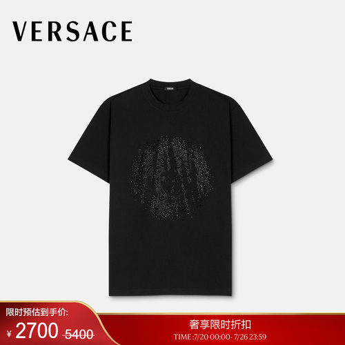 【季末优惠】VERSACE/范思哲 女士缀饰平纹针织T恤