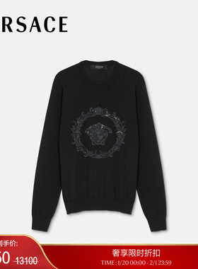 【季末优惠】VERSACE/范思哲 男士刺绣Medusa Cartouche套头衫