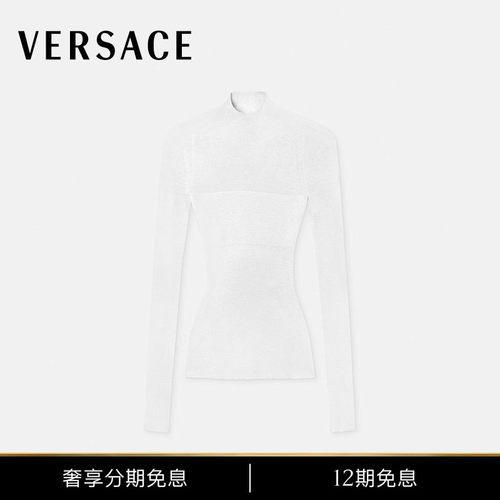 【12期免息】VERSACE/范思哲 女士修身罗纹针织上衣