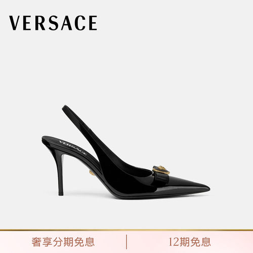 【送礼】VERSACE/范思哲 女士Gianni Ribbon露跟中跟鞋