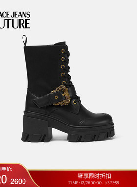 【季末优惠】VERSACE JEANS COUTURE 女士Baroque搭扣Drew短靴