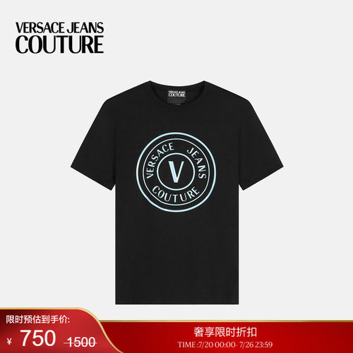 【季末优惠】VERSACE JEANS COUTURE 男士印花棉质平纹针织T恤