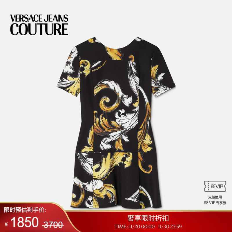 【季末优惠】VERSACEJEANSCOUTUREOutline Barocco直筒迷你连衣裙