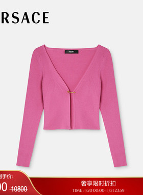 【季末优惠】VERSACE/范思哲 女士Safety Pin罗纹针织修身开衫