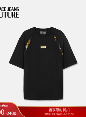 【季末优惠】VERSACE JEANS COUTURE Outline Barocco休闲版T恤