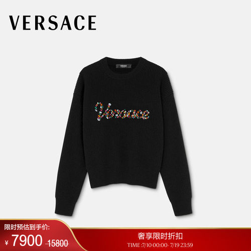 【季末优惠】VERSACE/范思哲 女士刺绣羊毛针织毛衣