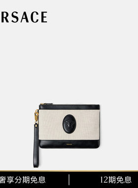 【早秋新品】VERSACE/范思哲 女士Rivière帆布手拿包