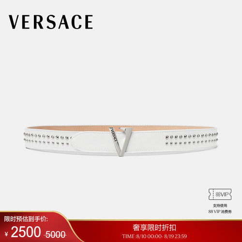 【季末优惠】VERSACE/范思哲 女士V缀饰皮革腰带3厘米