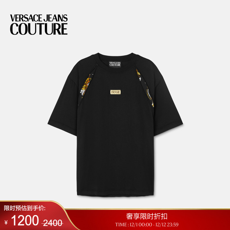 【季末优惠】VERSACE JEANS COUTURE Outline Barocco休闲版T恤