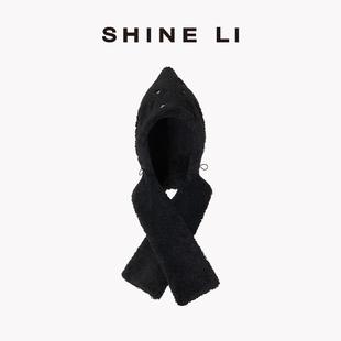 SHIN LI 李姗【重工系列】刺绣毛绒围巾帽