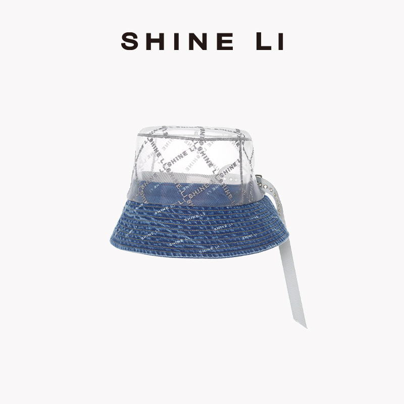 SHINE LI李姗【牛仔系列】水洗牛仔拼接渔夫帽 度假防晒夏季薄款