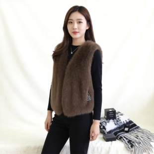 外套显瘦坎肩仿毛马夹 皮草马甲爆款 小香风外穿新款 狐狸马甲女短款