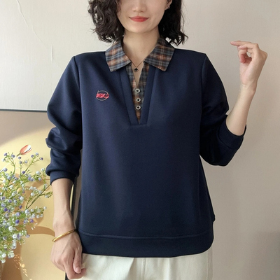 休闲假两件翻领卫衣女