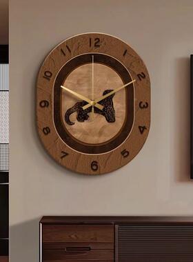 美拉德中古风带钟表挂墙客厅创意挂钟法式复古餐厅饭厅装饰画时钟