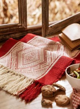 QD4D红色喜庆婚庆桌旗结婚轻奢床旗婚礼茶几桌布电视柜新年圣诞