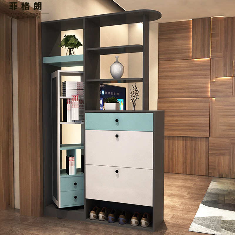 进门玄关柜鞋柜一体 客厅入户屏风镜面旋转隔断柜翻门门口间厅柜