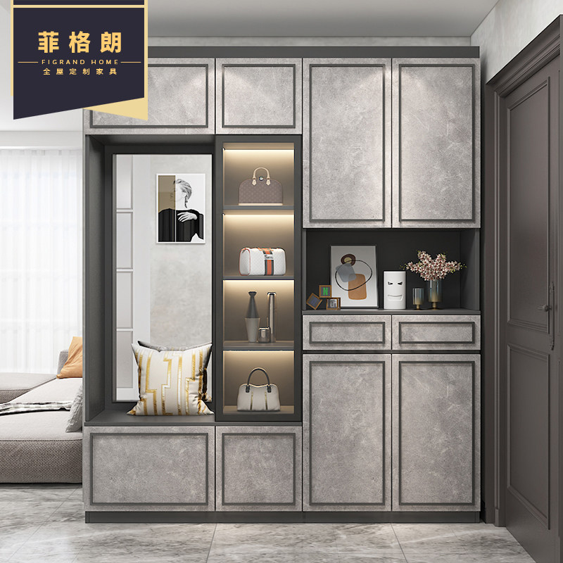 进门鞋柜玄关柜轻奢一体靠墙简约现代家用门口门厅柜大容量收纳柜