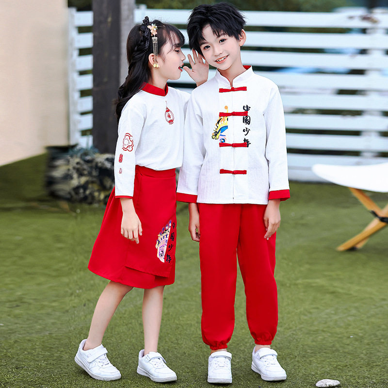 汉服男童夏装儿童国学服中国风古装女童唐装古风六一演出服汉元素