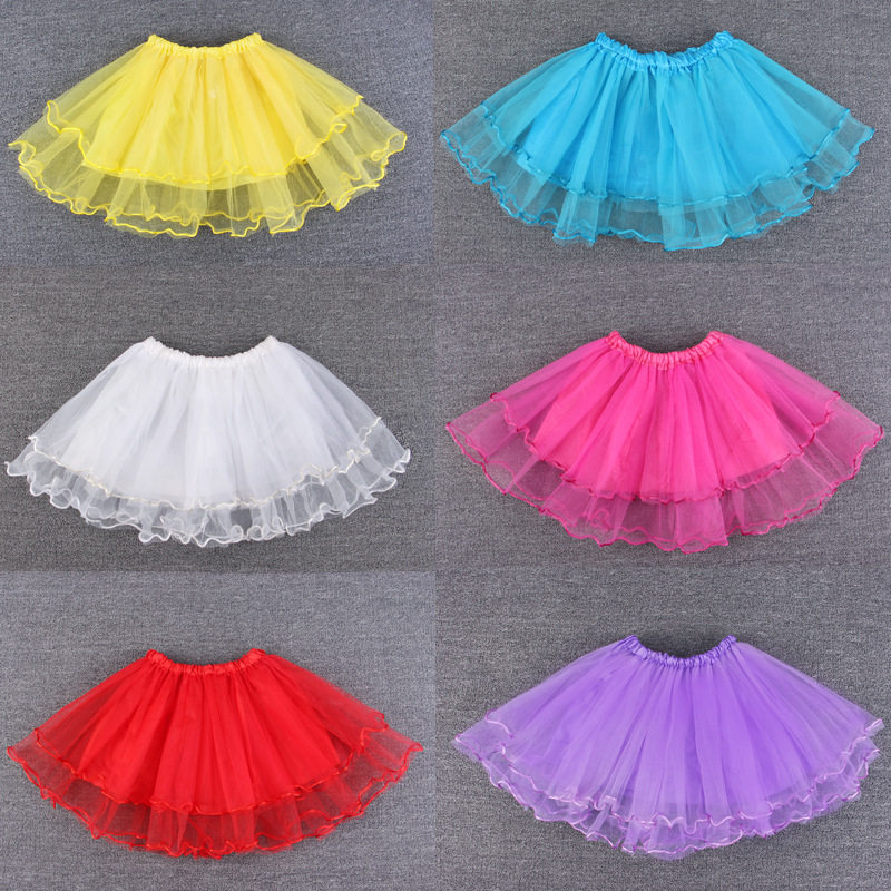 幼儿园儿童舞台表演出裙女童舞蹈半身网纱裙短裙蓬蓬裙花边裙现货