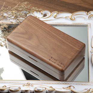 木质首饰盒收纳盒防氧化小精致便携高档耳饰项链耳钉戒指手饰品盒