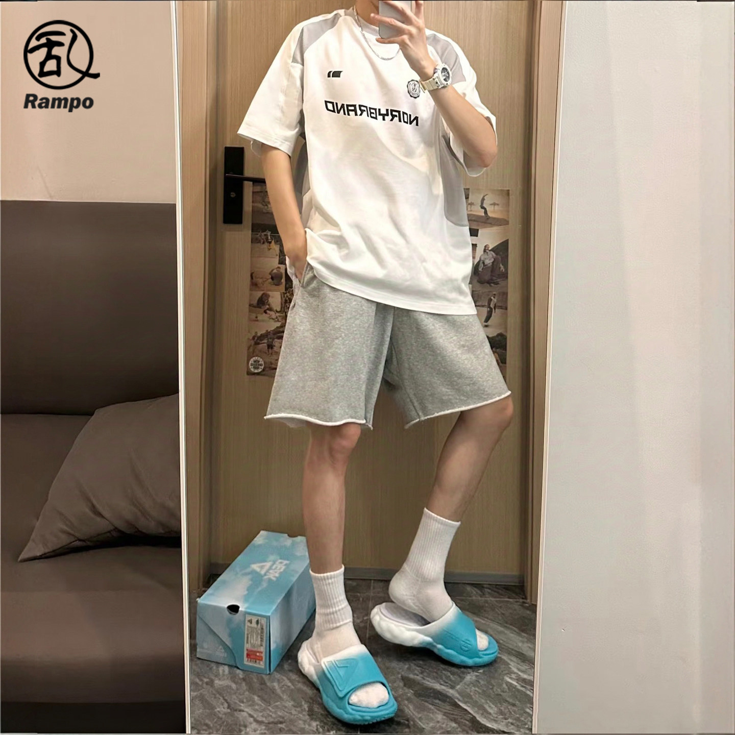 美式短裤子男款夏季薄款弹力篮球运动裤跑步健身五分裤纯色休闲裤