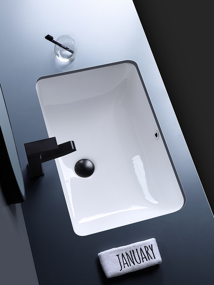 乐家方形台下盆嵌入式陶瓷洗面盆卫生间浴室大容量阳台小号洗手盆
