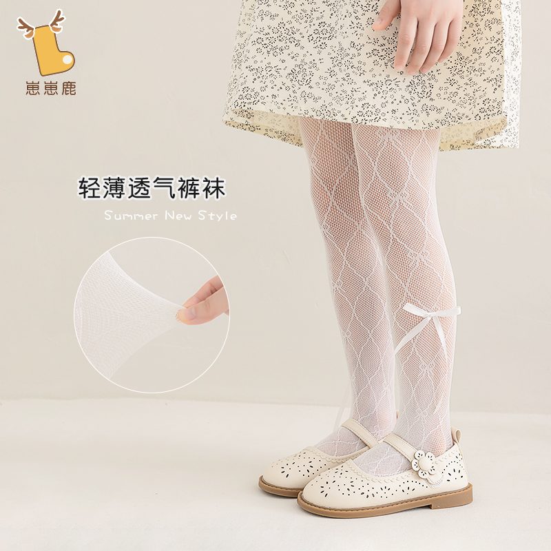 女童连裤袜夏季薄款公主打底袜中大童洛丽塔蝴蝶结儿童透气长筒袜