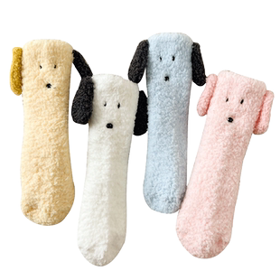 儿童地板袜女童秋冬季珊瑚绒袜子室内防滑睡眠保暖女孩居家地毯袜