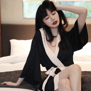 性感睡袍睡衣女新款春夏季纯欲冰丝浴袍外披薄婚礼晨袍新娘家居服