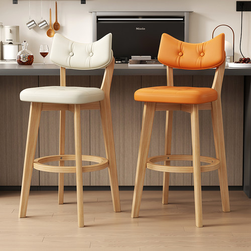 实木吧台椅家用商用猫爪皮科技布