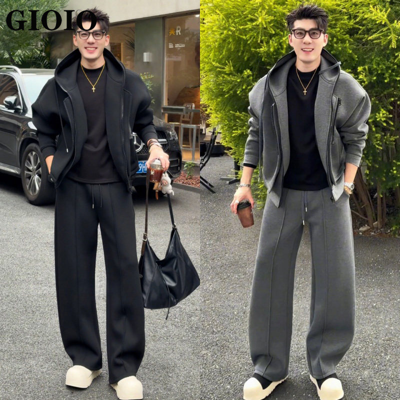 高级感运动休闲套装男士春秋冬新款潮牌美式连帽外套卫衣搭配一套,男装,休闲运动套装,淘宝优惠券,粉丝福利购,淘宝优惠卷