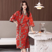 睡袍吸水速干浴衣宽松 睡衣男大码 黑日美萨纯棉棉纱浴袍女夏季 薄款