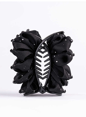 路易斯巴黎王妃丸子夹高马尾黑色褶皱发夹轻奢后脑勺盘发爆款抓夹