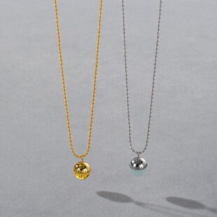 时尚小众铜镀18k真金镶嵌天然黄水晶海蓝石转运球好运小金珠项链