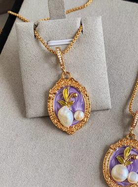 紫色巴洛克天然淡水珍珠毛衣链