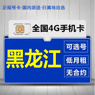 黑龙江哈尔滨移动手机流量卡电话卡低月租套餐4G上网大王卡无漫游