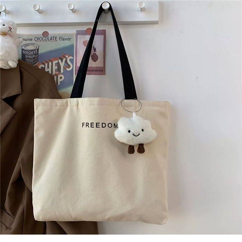 爆品帆布包女ins韩风可爱小熊布袋包包女秋冬大容量文艺单肩手提