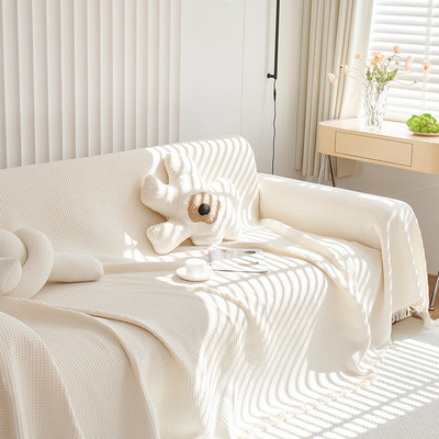 爆品四季通用风多功能厂家ins2025盖毯新款套罩奶油单人沙发盖布