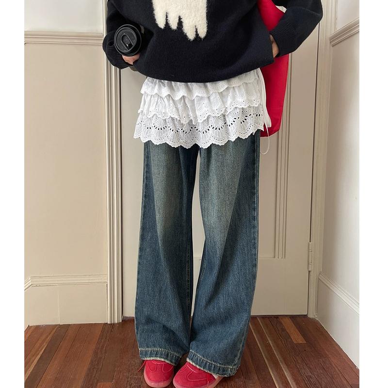 甜美重工刺绣镂空花边白色裙边2024温柔风叠穿层次感迷你花边屁帘