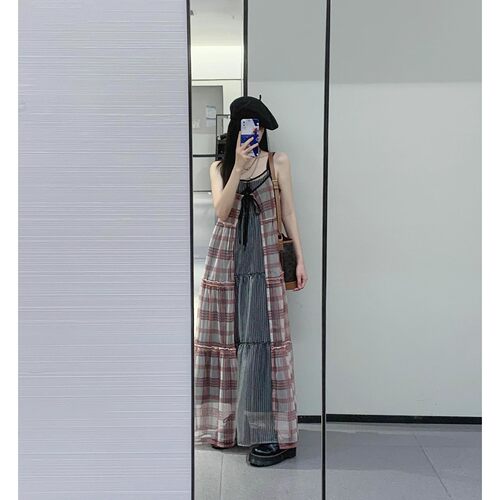 日系叠穿纱纱网纱连衣吊带裙叠穿