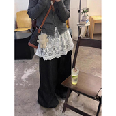 韩系白色刺绣蕾丝网纱屁帘半身裙女秋冬 午后小憩