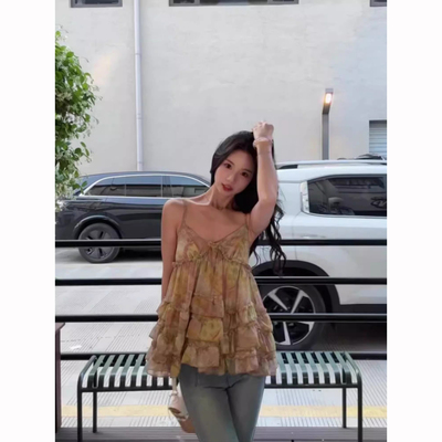 碎花吊带背心女夏海边度假风上衣
