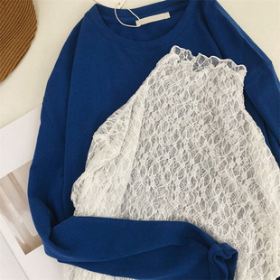 wan能好搭配 蕾丝花朵 弹力 高领内搭打底T恤tee