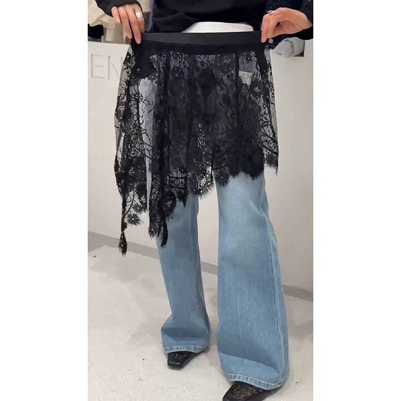 新款法式蕾丝屁帘叠穿半身裙女