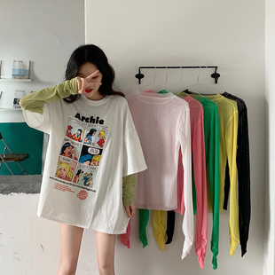 透视网纱打底衫t恤女 长袖性感百搭黑色内搭跳舞练习室上衣舞蹈服