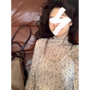 打底衫 ins风碎花针织衫 高领长袖 新款 上衣 女秋季